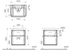 Vitra 65876 Sento Lavabo Dolabı 65 Cm Çift Çekmeceli Mat Fiyord Yeşili