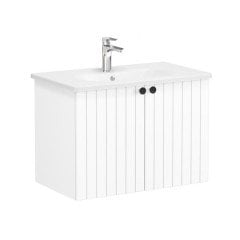 Vitra Root Groove 69289 Lavabo Dolabı, Kapaklı, 80 Cm, Mat Beyaz, Yuvarlak Lavabolu