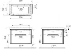 Vitra 65990 Sento Lavabo Dolabı 100 Cm Çift Çekmeceli Mat Açık Gri