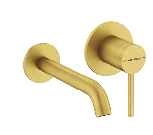 Artema A4353725 Minimax Round Ankastre Lavabo Bataryası Kısa,Fırçalı Altın