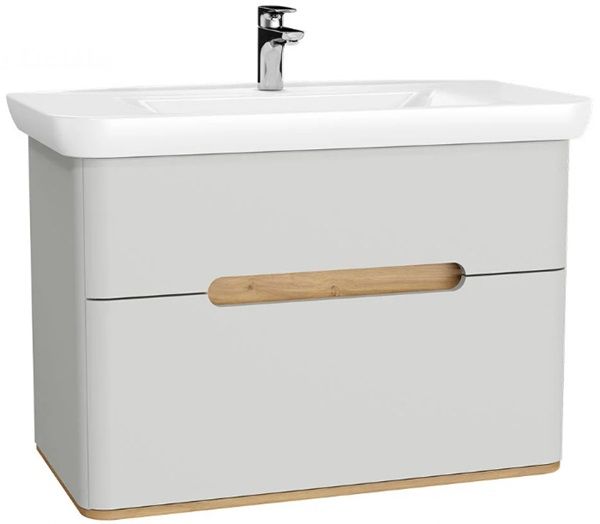 Vitra 65990 Sento Lavabo Dolabı 100 Cm Çift Çekmeceli Mat Açık Gri