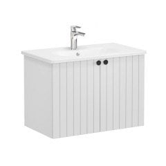 Vitra Root Groove 69290 Lavabo Dolabı, Kapaklı, 80 Cm, Mat Açık Gri, Yuvarlak Lavabolu