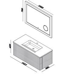 Lineart Fuga 100 cm Banyo Dolabı + Ledli Ayna