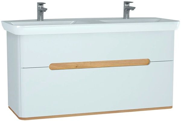 Vitra 61187 Sento Lavabo Dolabı 130 Cm Çift Çekmece,Çift Hazne Mat Beyaz