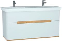 Vitra 61187 Sento Lavabo Dolabı 130 Cm Çift Çekmece,Çift Hazne Mat Beyaz