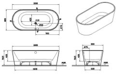 Vitra 65380008000 Geo 180x80 FS Oval KlıSif+Ayak Dış.SS