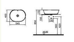 VitrA GeoTezgah Üstü Çanak Lavabo 55 cm Mat Siyah 7427B083-0012