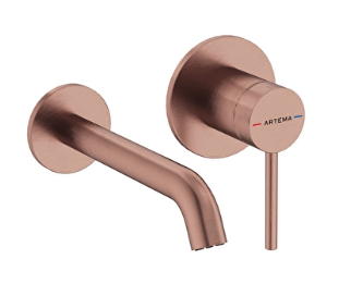 Artema A4353724 Minimax Round Ankastre Lavabo Bataryası Kısa,Fırçalı Bakır