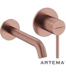 Artema A4353724 Minimax Round Ankastre Lavabo Bataryası Kısa,Fırçalı Bakır