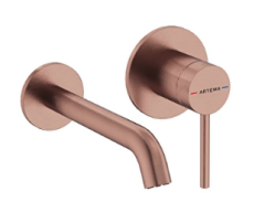 Artema A4353724 Minimax Round Ankastre Lavabo Bataryası Kısa,Fırçalı Bakır