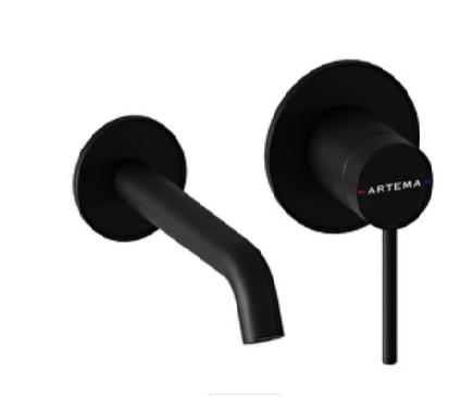 Artema A4353736 Minimax Round Ankastre Lavabo Bataryası Kısa,Mat Siyah