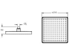 Artema A45913 Core Square Duş Başlığı (250 mm) Krom