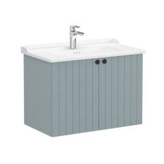 Vitra Root Groove 69299 Lavabo Dolabı, Kapaklı, 80 Cm, Mat Fiyord Yeşili, Klasik Lavabolu