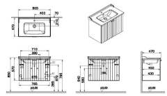 Vitra Root Groove 69300 Lavabo Dolabı, Kapaklı, 80 Cm, Mat Grafit, Klasik Lavabolu