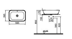 VitrA Geo Tezgah Üstü Lavabo 60 cm Mat Siyah 7425B083-0012