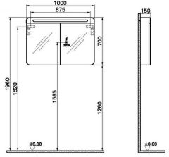 Vitra 65890 Sento Aydınlatmalı Dolaplı Ayna 100 Cm M.Fiyord Yeşil
