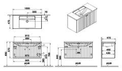 Vitra Root Groove 69304 Lavabo Dolabı, Kapaklı, 100 Cm, Mat Açık Gri, Köşeli Lavabolu