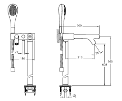 VitrA A41819 İstanbul Joystick Küvet Bataryası (Yerden-El Duşlu)