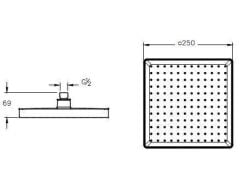 Artema A4591336 Core Square Duş Başlığı (250 mm) Mat Siyah