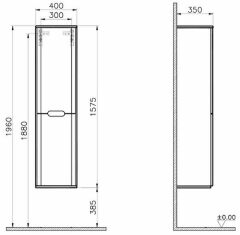 Vitra 60856 Sento Boy Dolabı 40 Cm Çamaşır Sepetli Mat Antrasit(Sol)