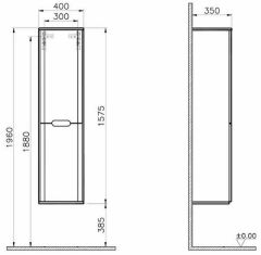 Vitra 66004 Sento Boy Dolabı 40 Cm Çamaşır Sepetli M.Açık Gri(Sol)