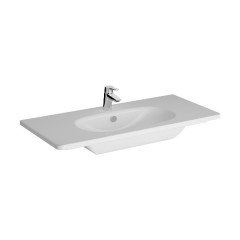 Vitra Root Groove 69310 Lavabo Dolabı, Kapaklı, 100 Cm, Mat Beyaz, Yuvarlak Lavabolu