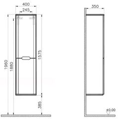 Vitra 60842 Sento Boy Dolabı 40 Cm Çamaşır Sepetli M.Beyaz(Sağ)