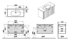 Vitra Root Groove 69312 Lavabo Dolabı, Kapaklı, 100 Cm, Mat Gri, Yuvarlak Lavabolu