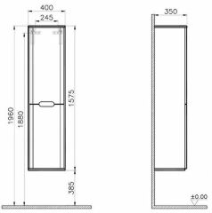 Vitra 65893 Sento Boy Dolabı 40 Cm Çamaşır Sepetli M.Fiyord Yeşil(Sağ)