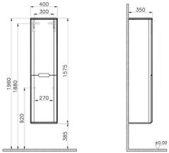Vitra 66007 Sento Boy Dolabı 40 Cm M.Açık Gri(Sağ)