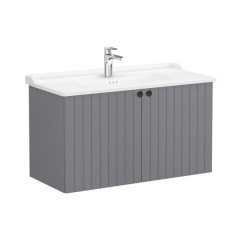 Vitra Root Groove 69319 Lavabo Dolabı, Kapaklı, 100 Cm, Mat Gri, Klasik Lavabolu