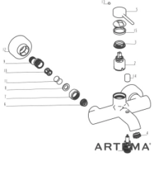 Artema A4354824 Minimax Round Banyo Bataryası Fırçalı Bakır