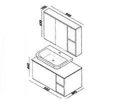 Lineart Ritmo 90 cm Banyo Dolabı + Dolaplı Ayna