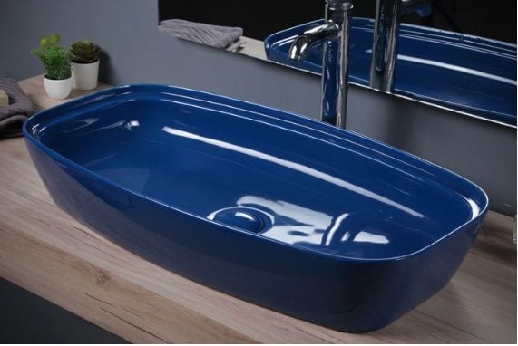 Smanni Fang 73 Çanak Lavabo 73X40 cm Parlak Mavi