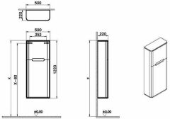 Vitra 66153 Sento Dar Boy Dolabı 50 Cm Mat Açık Gri(Sol)