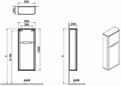 Vitra 66155 Sento Dar Boy Dolabı 50 Cm Mat Antrasit(Sağ)