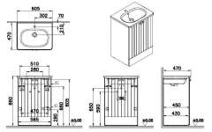 Root Lavabo Dolabı, Kapaklı, 60 Cm,Yerden, Mat Gri, Yuvarlak Lavabolu