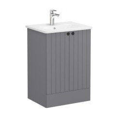 Root Lavabo Dolabı, Kapaklı, 60 Cm,Yerden, Mat Gri, Yuvarlak Lavabolu