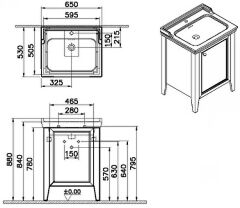 Vitra Valarte Neo 65765 Lavabo Dolabı 65 Cm,Kapaklı,Etajerli Lavabolu,Çelik Mavisi(Sağ)