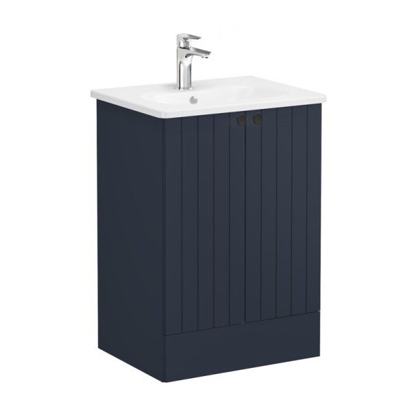 Vitra Root Groove 69336 Lavabo Dolabı, Kapaklı, 60 Cm,Yerden, Mat Lacivert, Yuvarlak Lavabolu