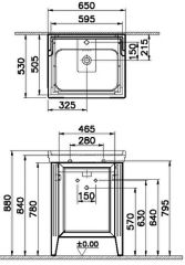 Vitra Valarte 62151 Lavabo Dolabı 65 Cm,Kapaklı,Etajerli Lavabolu,M.Açık Gri(Sol)
