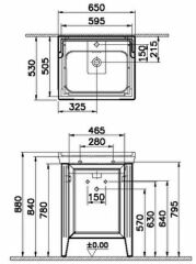 Vitra Valarte 62260 Lavabo Dolabı 65 Cm,Kapaklı,Etajerli Lavabolu,M.Gri(Sağ)