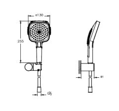 Artema A45925 Prime Square El Duşu Takımı 3F Krom