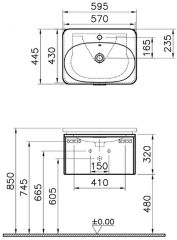 Vitra Nest Trendy 56137 Lavabo Dolabı 80 Cm,Tek Çekmeceli,P.Antrasit