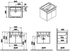 Vitra Quadrum 66164 Lavabo Dolabı 65 Cm,Kapaklı,Parlak Antrasit