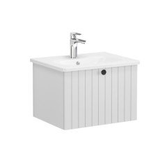 Vitra Root Groove 69353 Lavabo Dolabı, Tek Çekmeceli, 60 Cm, Mat Açık Gri, Yuvarlak Lavabolu