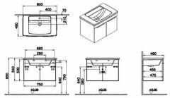 Vitra Quadrum 62543 Lavabo Dolabı 80 Cm,Kapaklı,Altın Meşe