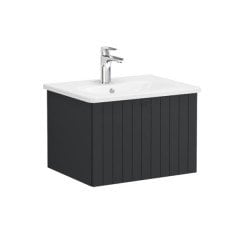 Vitra Root Groove 69356 Lavabo Dolabı, Tek Çekmeceli, 60 Cm, Mat Grafit, Yuvarlak Lavabolu
