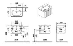 Vitra Root Groove 69357 Lavabo Dolabı, Tek Çekmeceli, 60 Cm, Mat Lacivert, Yuvarlak Lavabolu