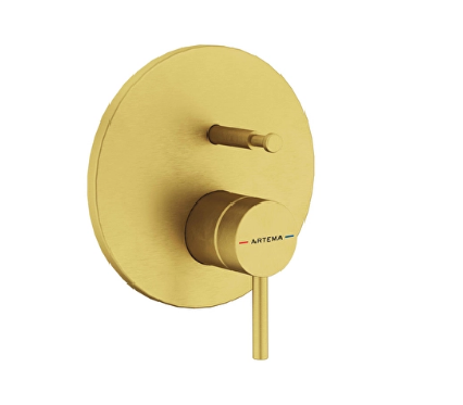 Artema A4362025 Minimax Round Ankastre Mekanik Banyo Bataryası Sıva Üstü Fırçalı Altın